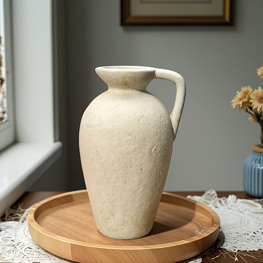 Wabi-Sabi Ceramic Ewer Vase for Dried Stems and Quiet Shelf Styling at Home