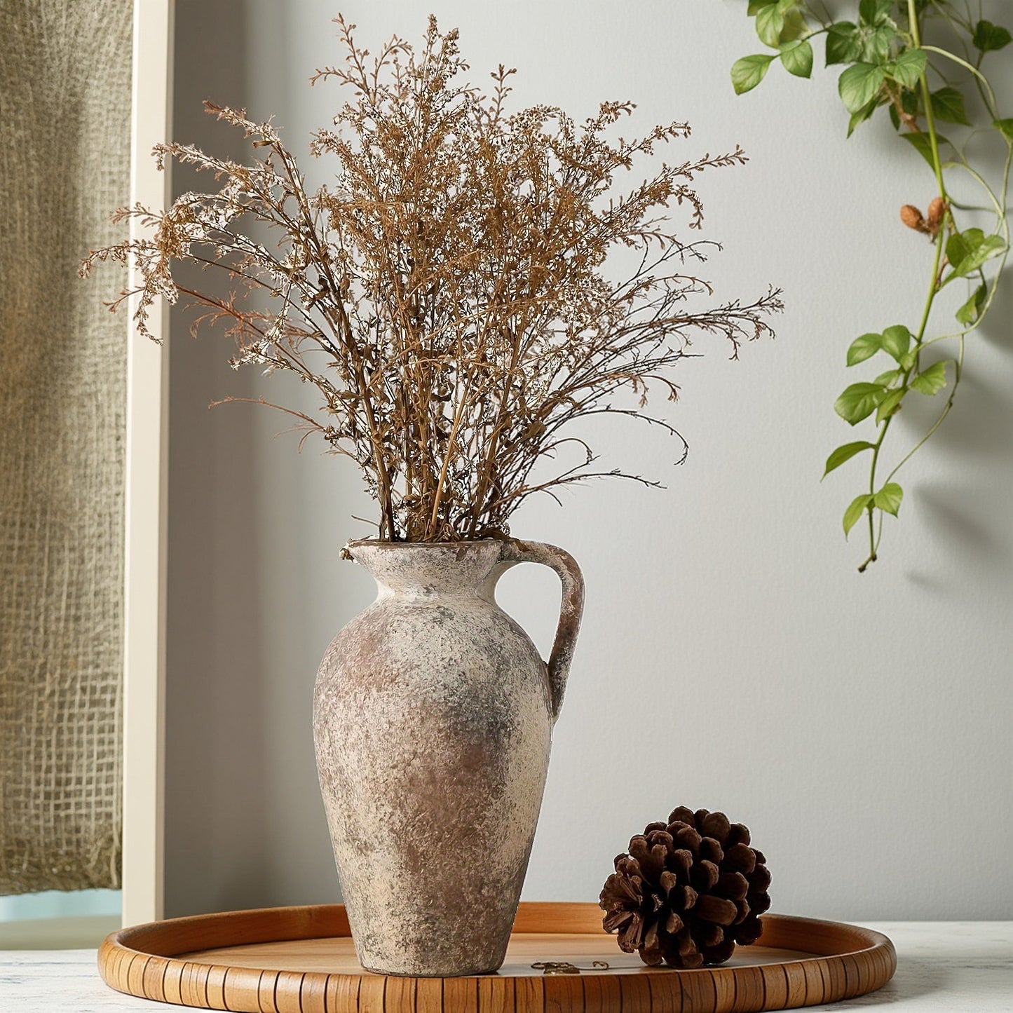 Wabi-Sabi Ceramic Ewer Vase