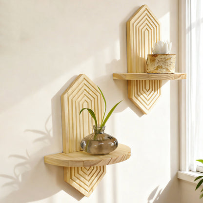 Diamond Wood Wall Shelf