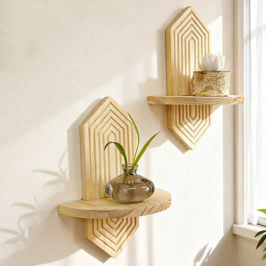 Diamond Wood Wall Shelf