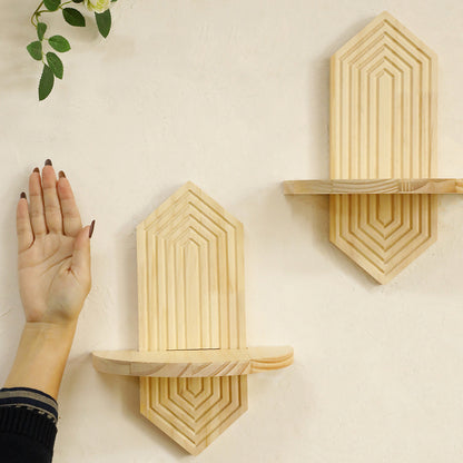 Diamond Wood Wall Shelf