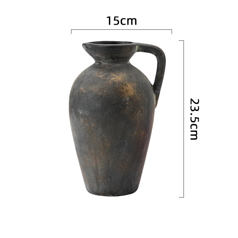 Wabi-Sabi Ceramic Ewer Vase