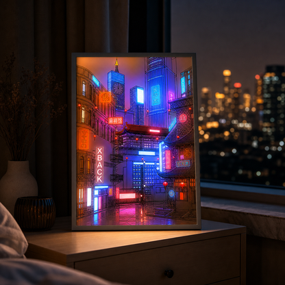 LED Beautiful City Night View Table Light Painting,HD Picture Narrow Bezel USB Plug Dimming Romantic Home Decorations Night Lamp - nightstand atmosphere