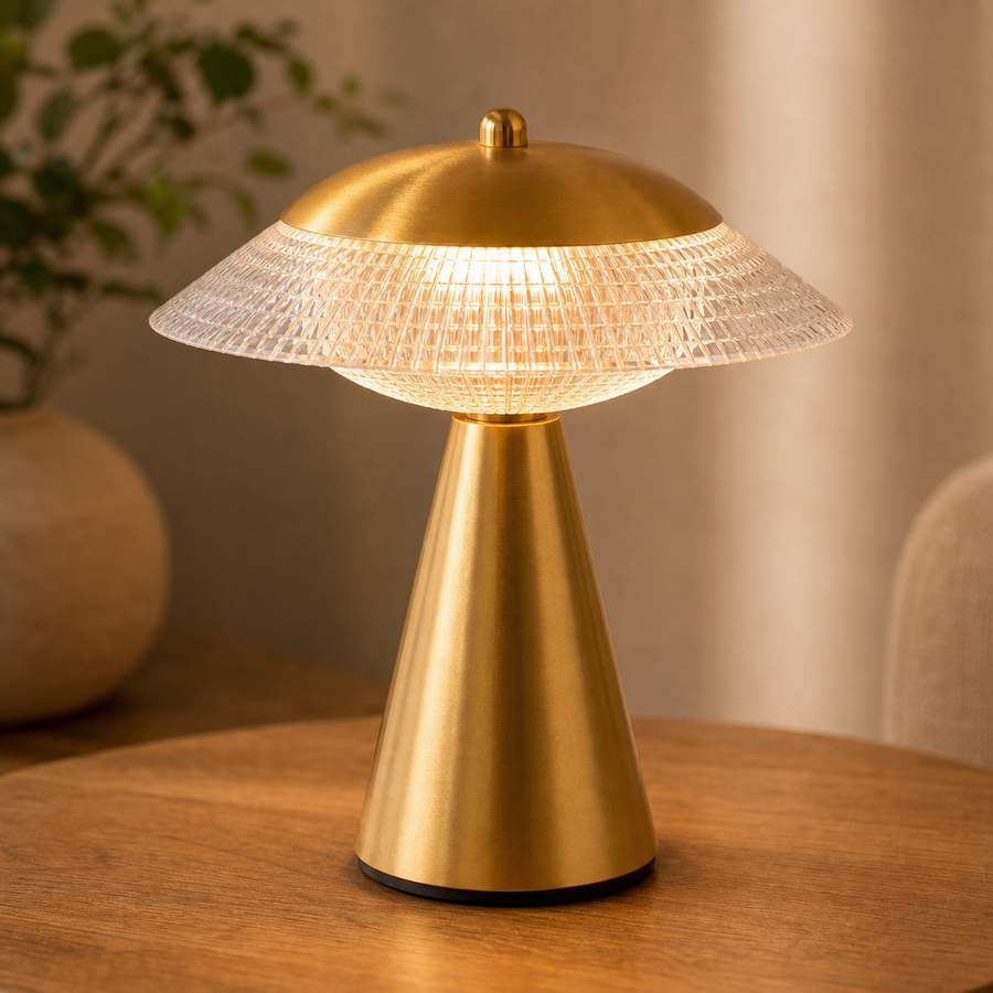 LED Table Lamp Modern Luxury Decorative Rechargeable Touch Sensor Night Light Reading Desk Lamp for Bedroom Restaurant Hotel Bar - shade detail gold acrylic