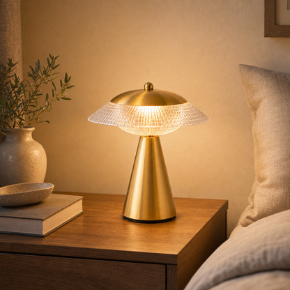 LED Table Lamp Modern Luxury Decorative Rechargeable Touch Sensor Night Light Reading Desk Lamp for Bedroom Restaurant Hotel Bar - scale dimensions reference