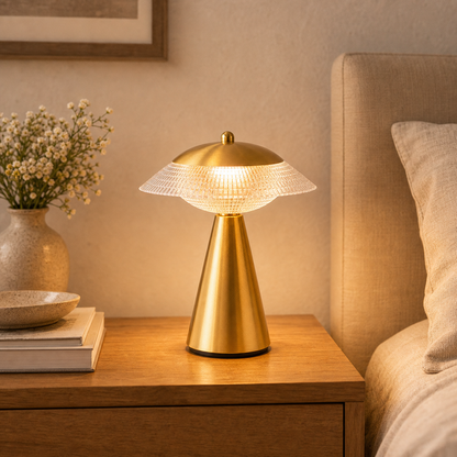 LED Table Lamp Modern Luxury Decorative Rechargeable Touch Sensor Night Light Reading Desk Lamp for Bedroom Restaurant Hotel Bar - room context collage