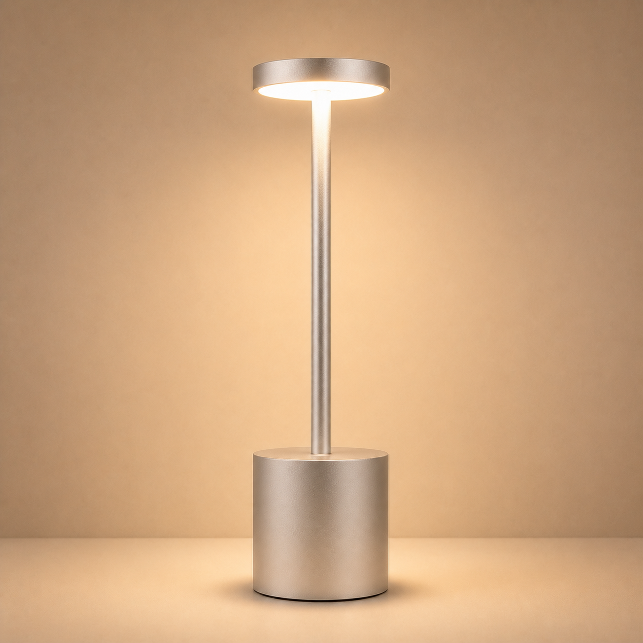 Modern Design Metal Touch Sensor Dimmer Led Battery Operated Rechargeable Cordless Table Lamp Lights - silver single lit