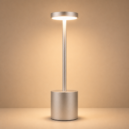 Modern Design Metal Touch Sensor Dimmer Led Battery Operated Rechargeable Cordless Table Lamp Lights - silver single lit