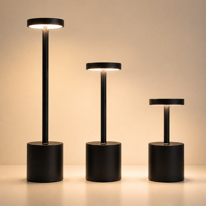 Modern Design Metal Touch Sensor Dimmer Led Battery Operated Rechargeable Cordless Table Lamp Lights - black height trio alt
