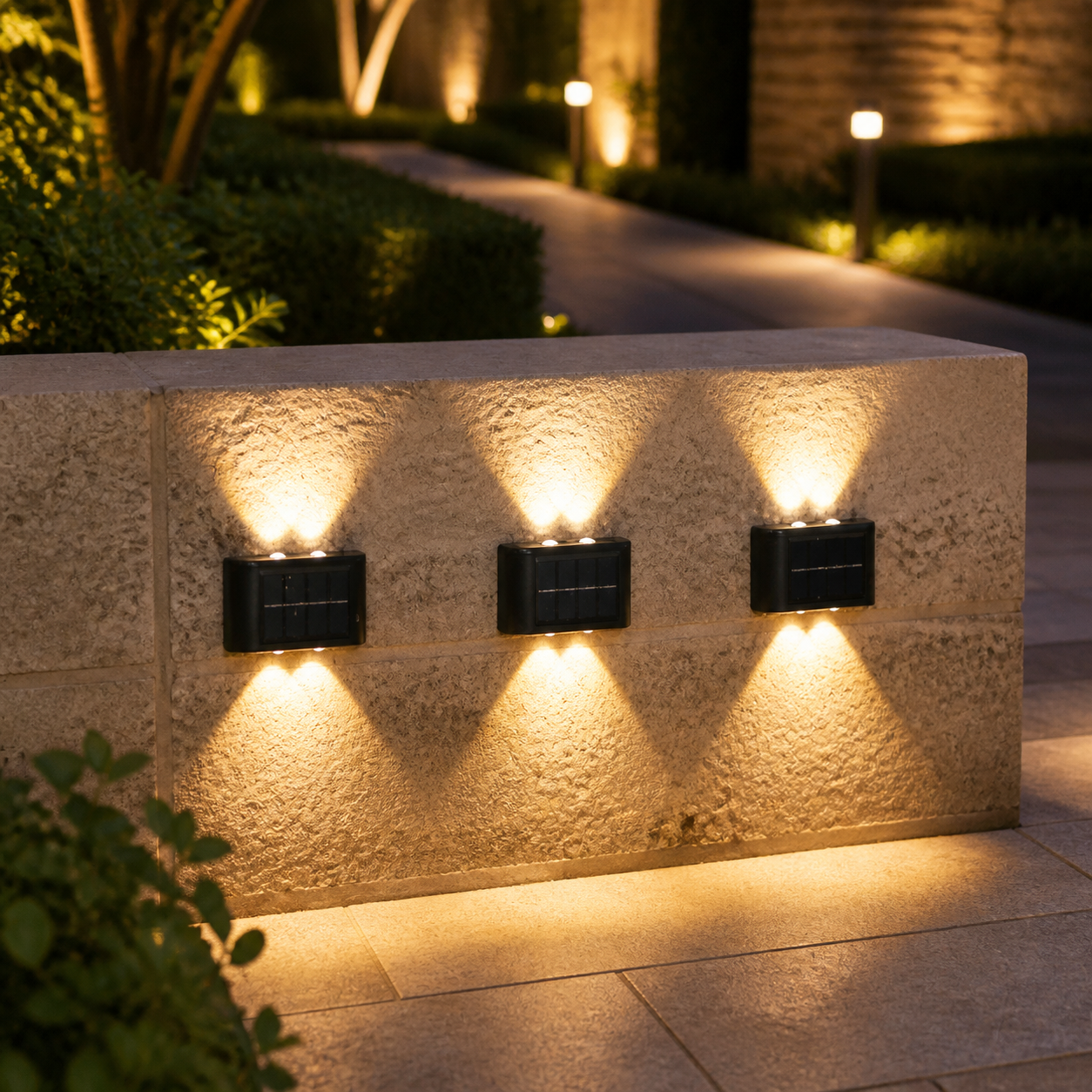 Solar Wall Lamp Outdoor Warm Light Waterproof Up And Down Luminous Lighting Balcony Yard Garden Decoration Lights Exterior Wall - angle wall lit