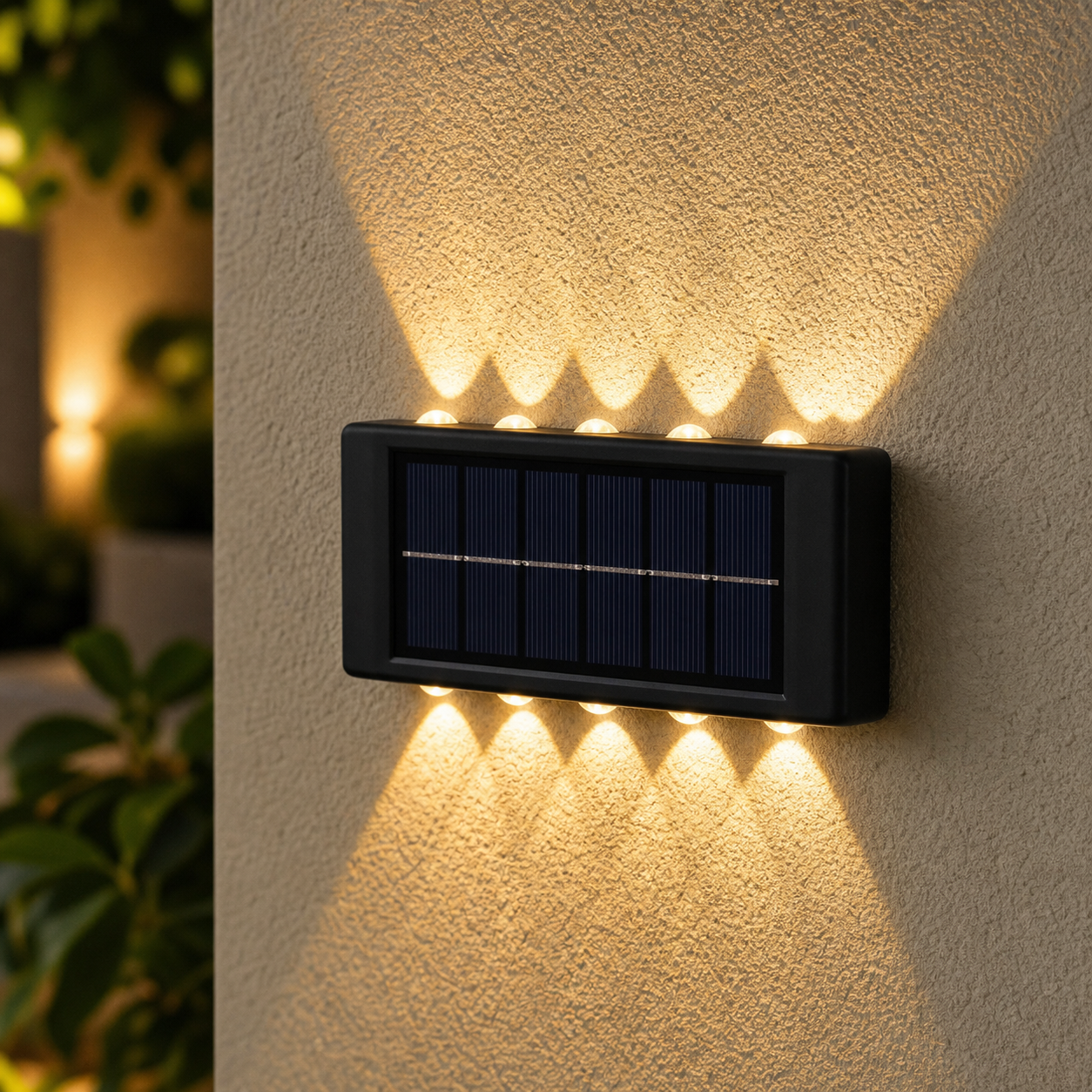 Solar Wall Lamp Outdoor Warm Light Waterproof Up And Down Luminous Lighting Balcony Yard Garden Decoration Lights Exterior Wall - ten led variant