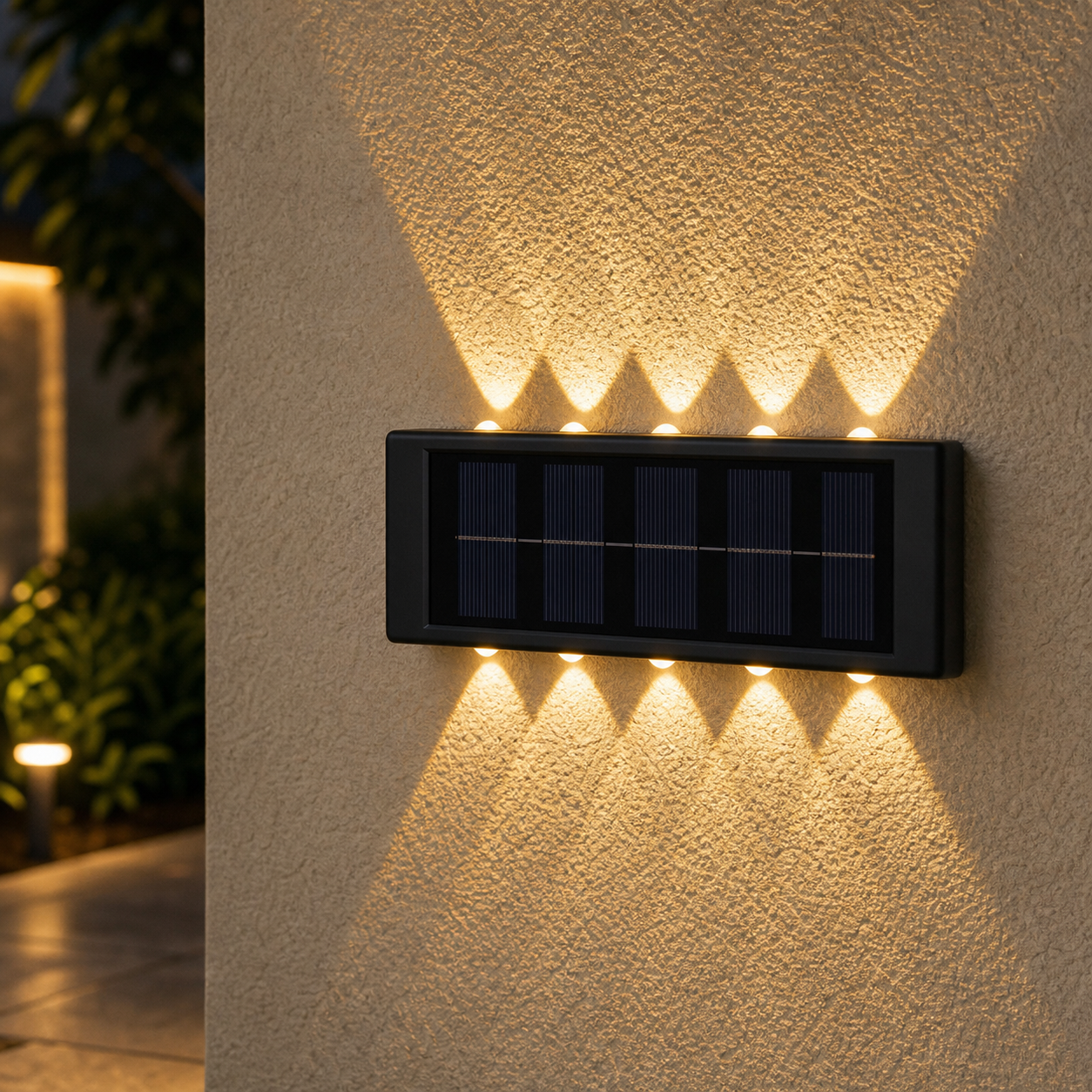 Solar Wall Lamp Outdoor Warm Light Waterproof Up And Down Luminous Lighting Balcony Yard Garden Decoration Lights Exterior Wall - twelve led variant