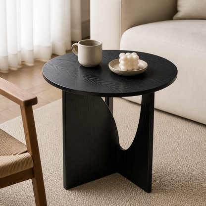 Wabi-Sabi Style Solid Wood Non-Stretchable Coffee Table Vintage Minimalist Modern Living Room Bedroom Living Room Furniture - black wood detail